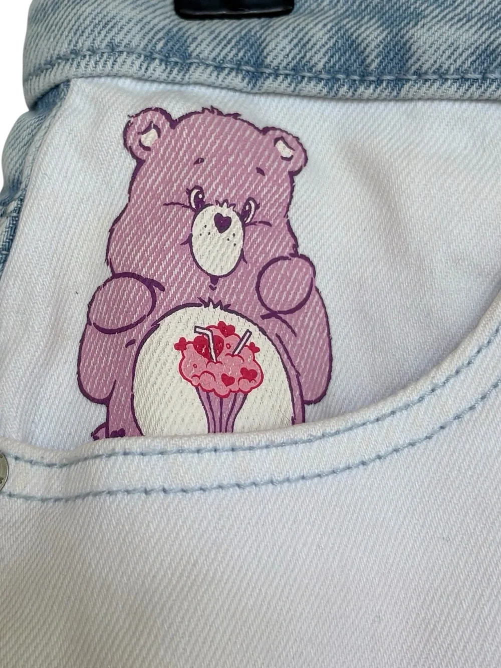 Justice Two-Tone Care Bears Denim Mini Skirt Skort Size XL
